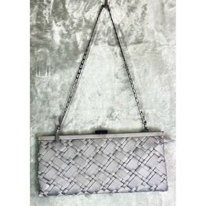 Hoss‎ Intropia Gray Woven Satin Clutch Bag Silver Chain AW2008 Spanish Designer